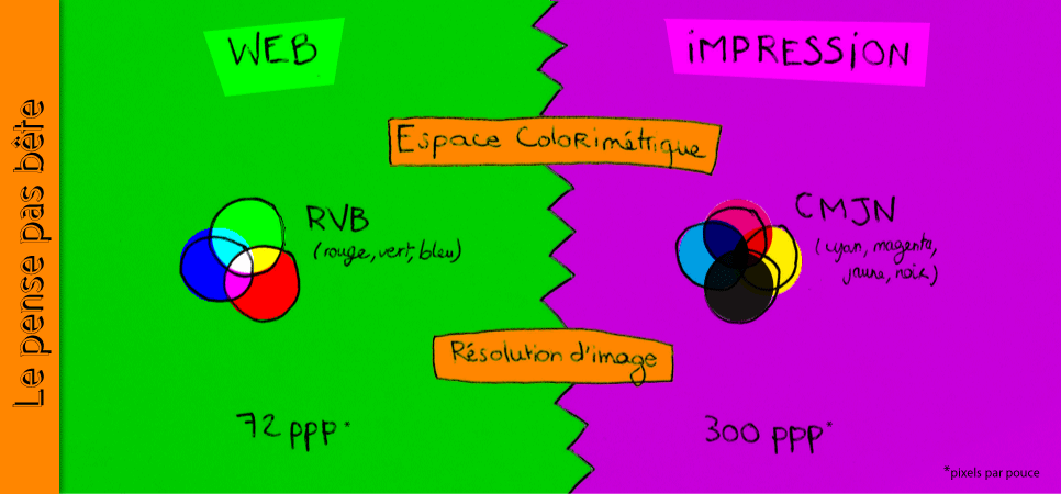 infographie julie loomis - différence entre images pour le web et images pour l'impression