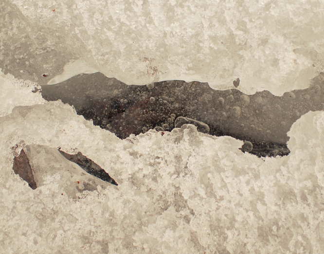 bulles d'air dans la glace.