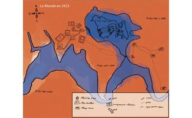 carte de Waterworld - illustration Julie Loomis