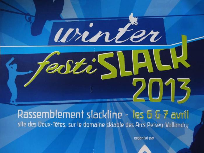 illustration, création graphique et mise en page : affiche du Winter Festislack - slackline aux Arcs