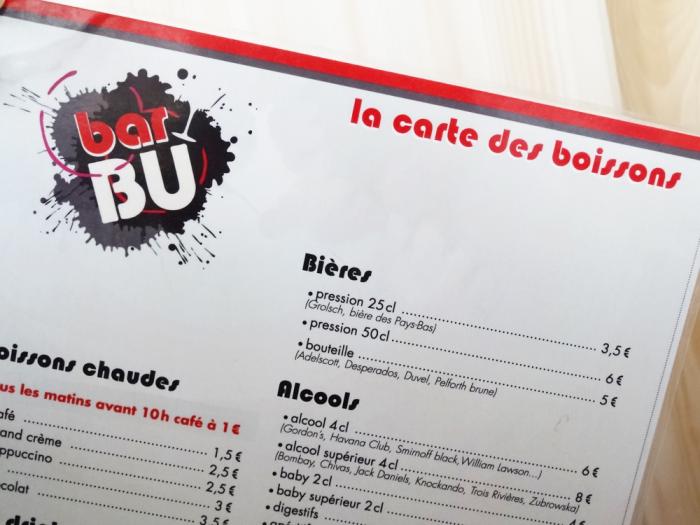 verso cartes de bar - le barBU Arc 1800