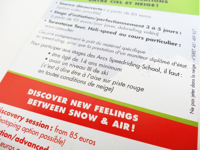 flyer Speedriding School aux Arcs - français/ anglais