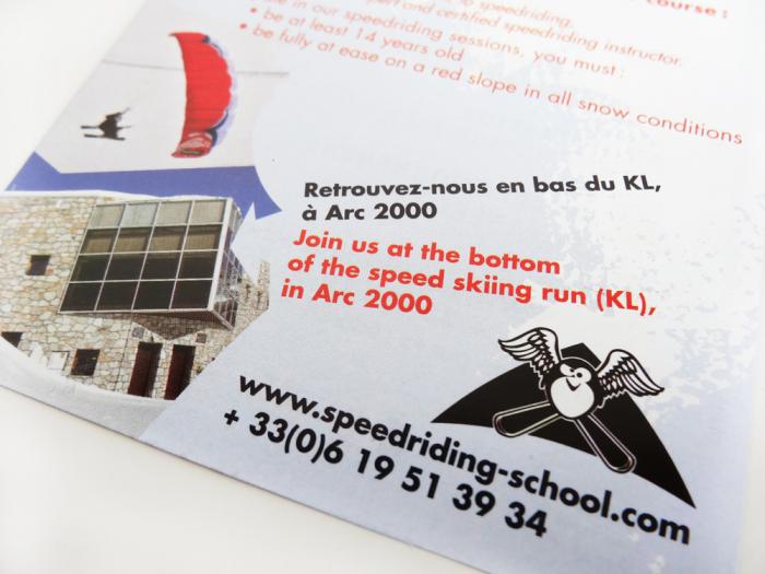 flyer Speedriding School aux Arcs - détail