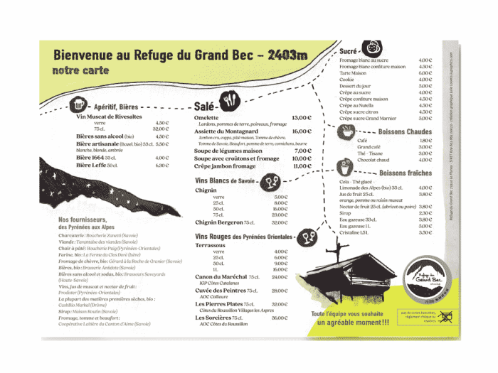 création Jugraphics - cartes midi du Refuge du Grand Bec