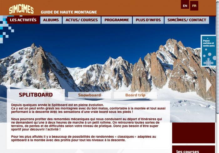 image création site internet de Simcimes, guide de haute montagne