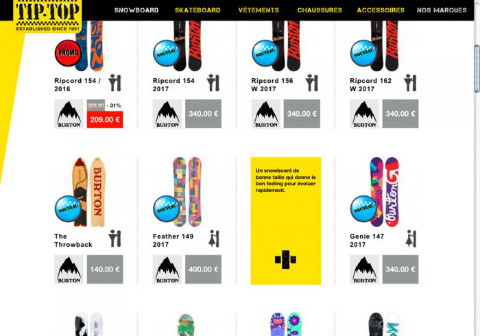 website development in Savoie - TipTop Snowboard 03