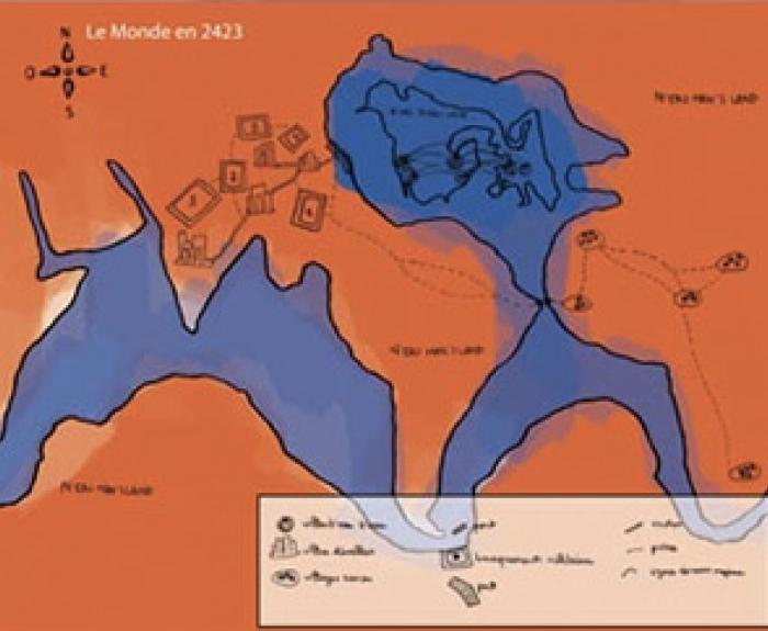 carte de Waterworld - illustration Julie Loomis