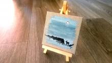 mini toile représentant une silhouette d'étagne - jul