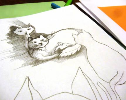 sketch before coloring - 'le Moineau Glacé'