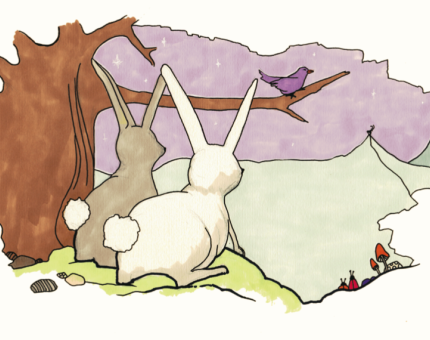 kamishibai d'après Sambouc le Bouquetin - illustration animaux observent