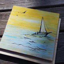 illustration Julie Loomis - médiums divers sur bois - Vers l'horizon.