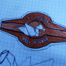 l'un des dessins pour le logo du canard qui fume, Valmorel