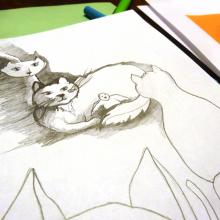 croquis avant mise en couleur - le Moineau Glacé
