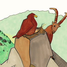 kamishibai d'après Sambouc le Bouquetin - illustration aire de l'aigle