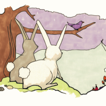 kamishibai d'après Sambouc le Bouquetin - illustration animaux observent