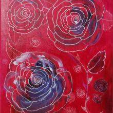 illustration Julie Loomis - acrylique sur toile - Roses